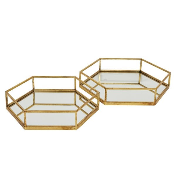 Hill Interiors Hexagon Tray Set (Pack of 2) - Gold