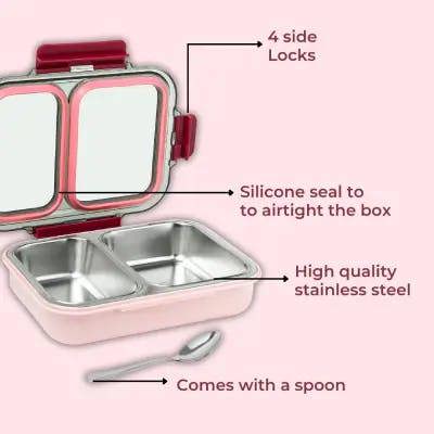 Avifresh Duo Insulated SS Lunch Box-Light Pink