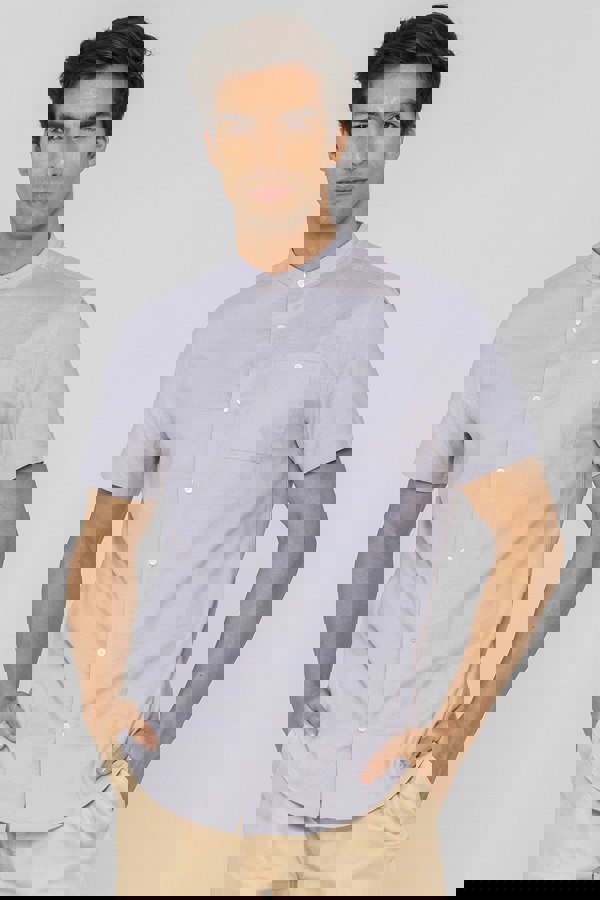 ENORSIA Mens Slim Fit Stand Up Collar Shirt