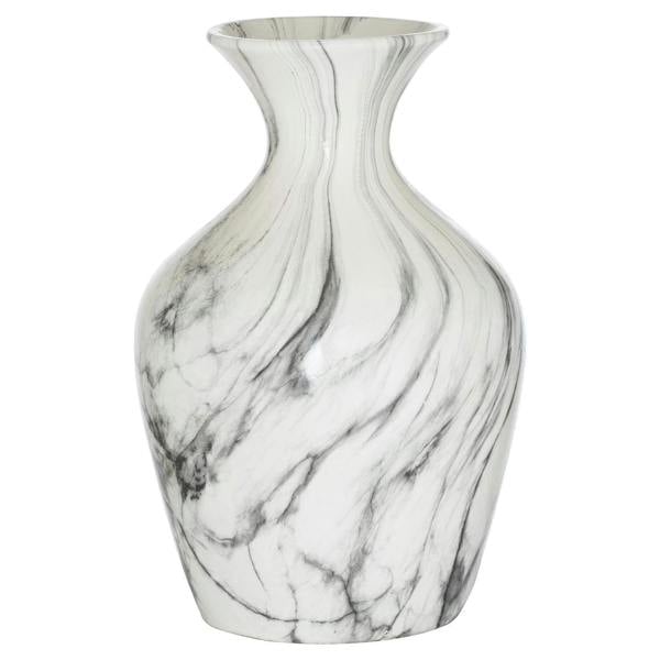 Hill Interiors Ellipse Ceramic Marble Vase - White/Grey - 