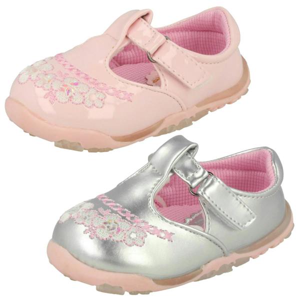 Cutie Girls Cutie T-Bar Flats With Floral Embroidery Detail