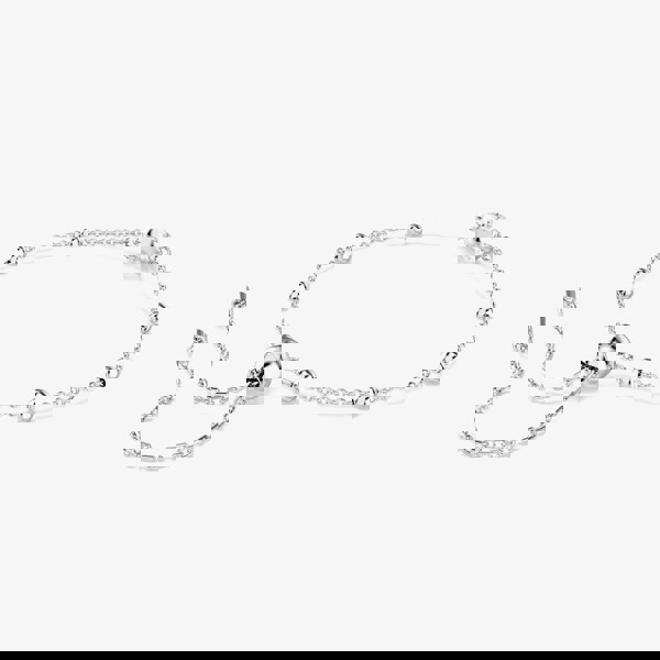 Swarovski Una Rhodium Plated Round White Crystal Bead Toggle Bracelet 5733196