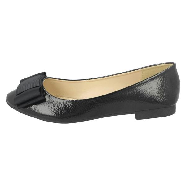 Spot On Ladies Spot On Crinkle Patent Ballerinas