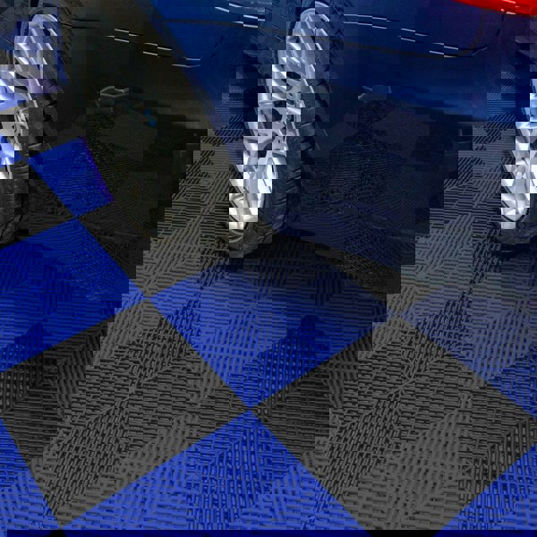 Monstershop Vented Garage Floor Tiles With Edges – 60 Black & 60 Blue