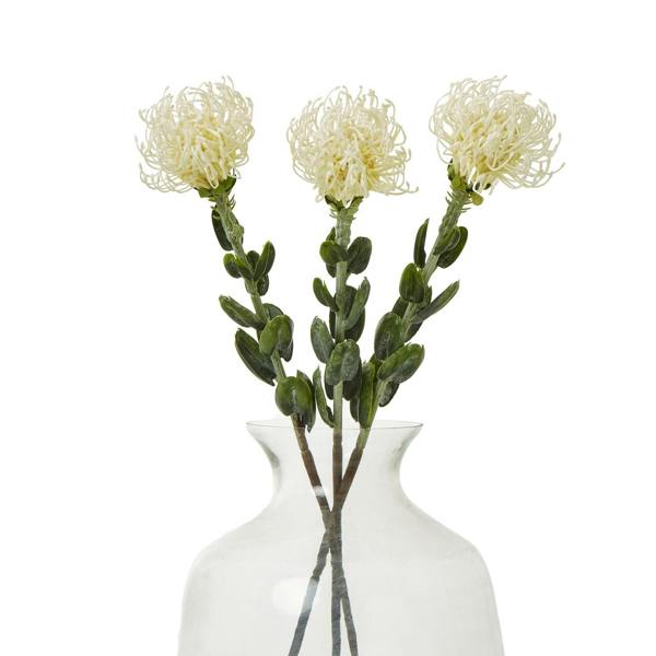 Wyld Haus Set of 3 Artificial Flowers Cream Pincushion Protea Sprays