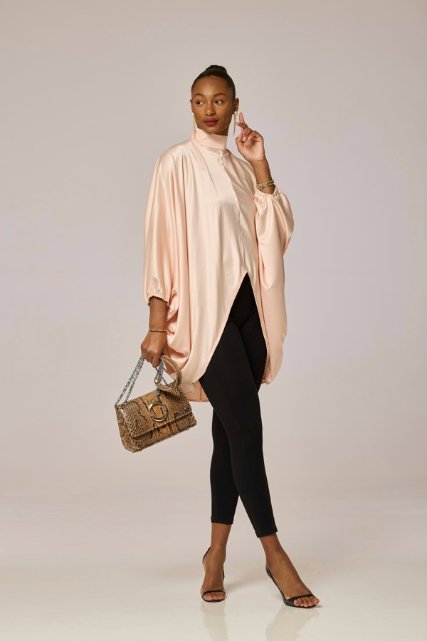 Lioness by TF Satin Peach Long Tunic