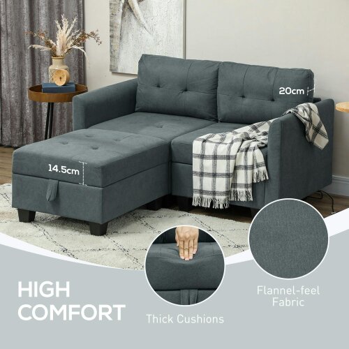 Wyld Haus Bakeli Dark Grey Modular L Shaped Sofa With Integrated Storage