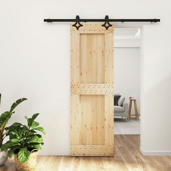 Berkfield Sliding Door with Hardware Set 70x210 cm Solid Wood Pine