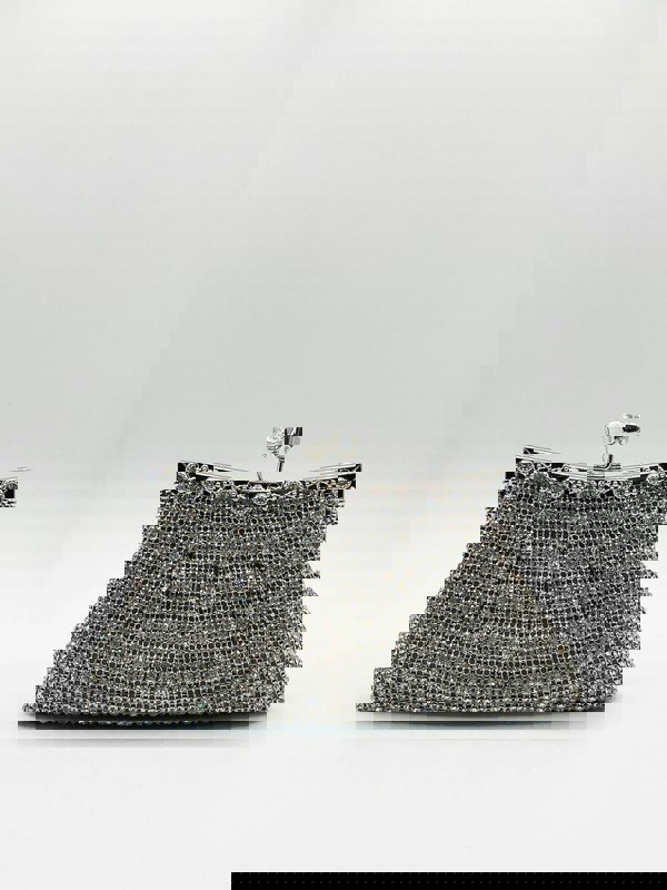 SVNX Silver Crystal Clutch Bag