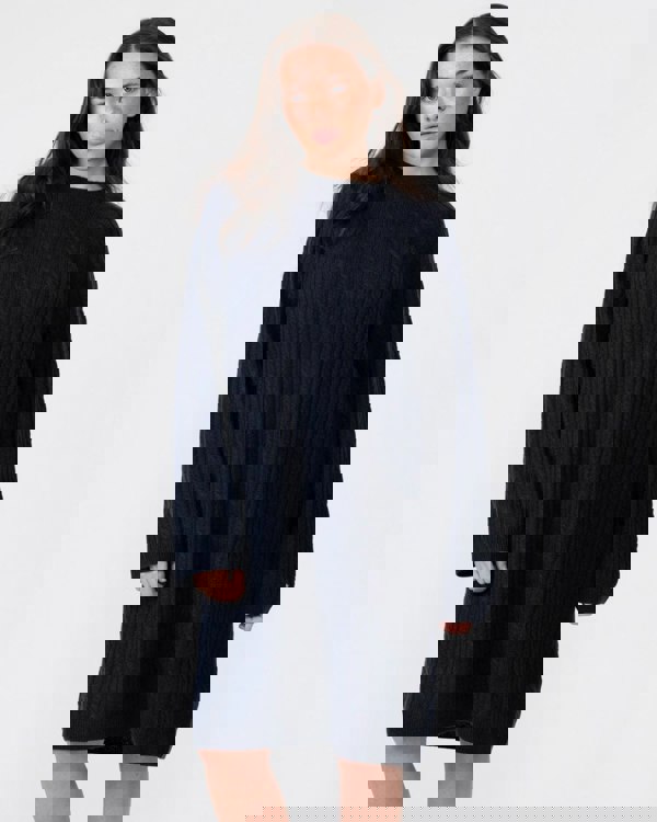 Tommy Hilfiger Cable Knit Womens Relaxed Jumper Dress - Desert Sky