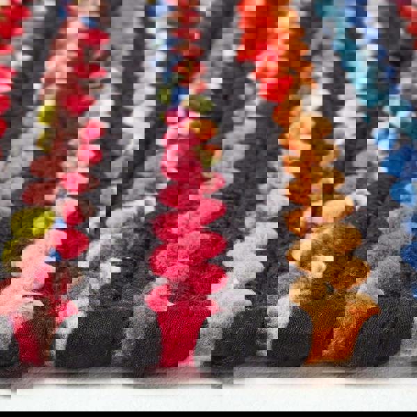 HOMESCAPES Handwoven Multi Coloured Recycled Chindi Folk Rug