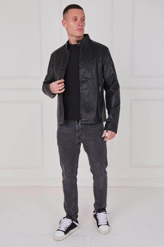 Men's PU Leather Zip Jacket