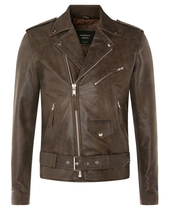 Infinity Leather Mens Cow-Hide Black Brando Jacket -Venice