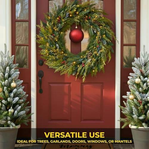 20cm Dark Red Glitter Christmas Bauble for Tree and Home Décor, Lightweight PVC Hanging Ornament image 5