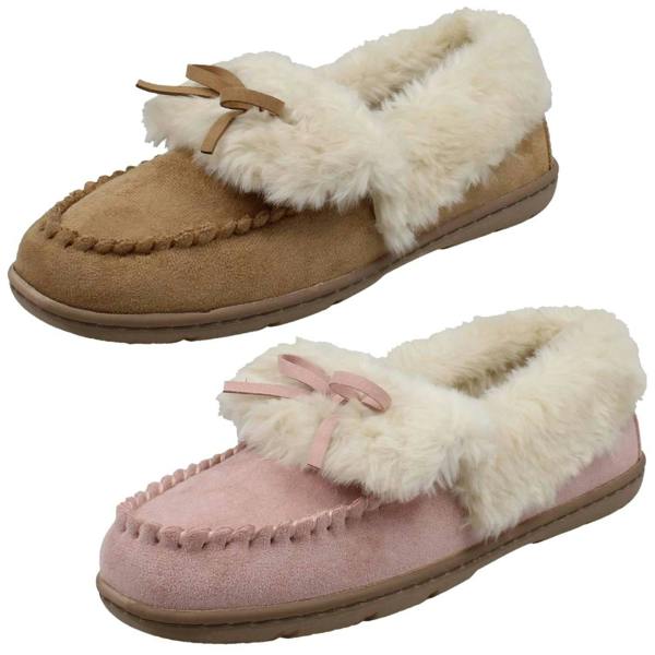 Clarks Ladies Clarks Moccasin Warm Lined Slippers Leno Cosy