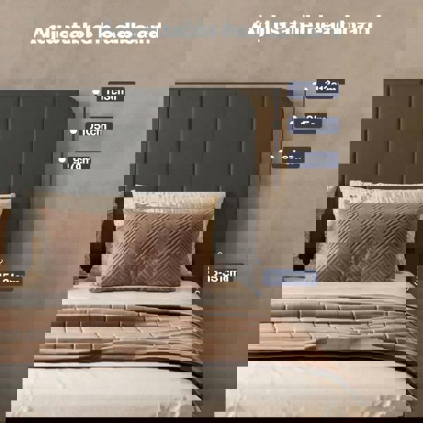 Levede Double Bed Frame with Adjustable Headboard Velvet Upholstered Dark Grey