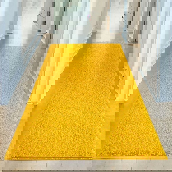 Shaggy Rug Plain Yellow high quality, non-shedding