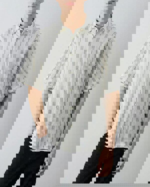 Oliver Sweeney Somerton Mens Striped Linen Shirt - Charcoal Stripe