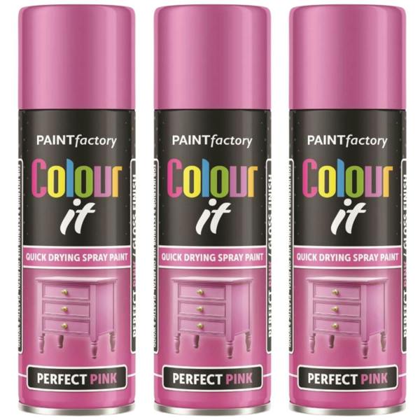 Paint Factory 3X  Pink Gloss Spray Paint 250ml