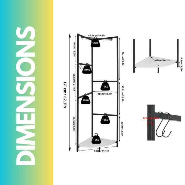 Rafaelo Mobilia Heavy Duty Metal Coat Stand With Shelf Black