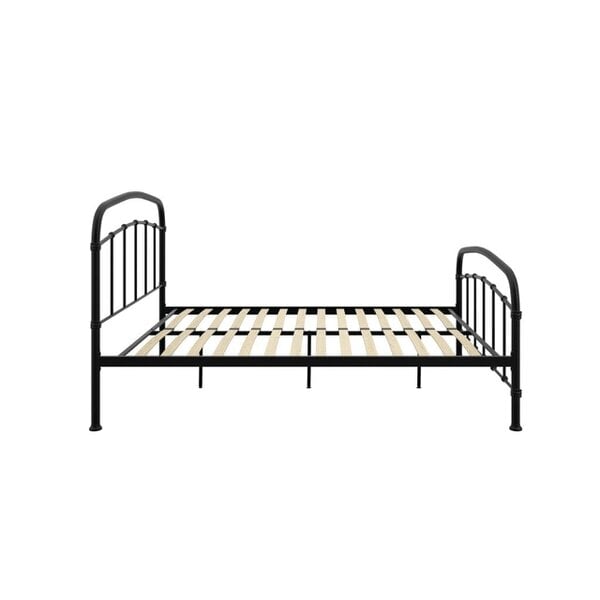 Wyld Haus France Black Metal 5ft King Size Black Bed with Headboard and Footboard