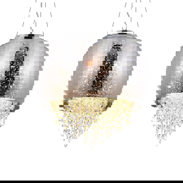 Milagro Starlight Pendant Lamp 3XE14 A Stunning Hand Made Lamp 39CM Glass Shade Housing Chrome Fitments And Gorgeous Crystals