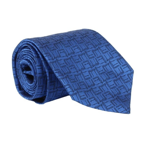 Dunhill silk tie in a geometric longtail pattern royal blue