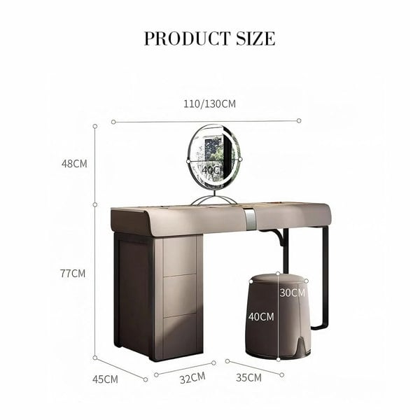 Nisha Dressing Table, Vanity Table With LED Mirror-Weilai Concept-Weilai Concept