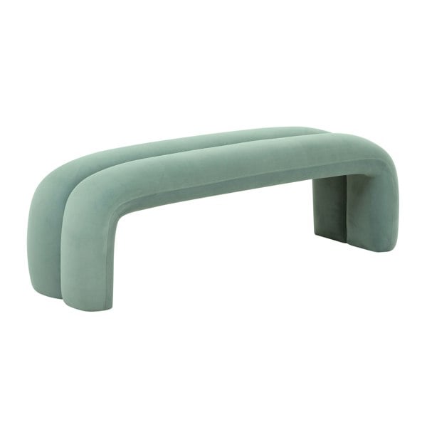 Furniture Edit Leigh Green Velvet Channeled Bench