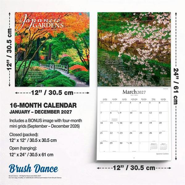 Japanese Gardens Calendar 2027, Wall Calendars, Month To View, Lifestyle, Gift