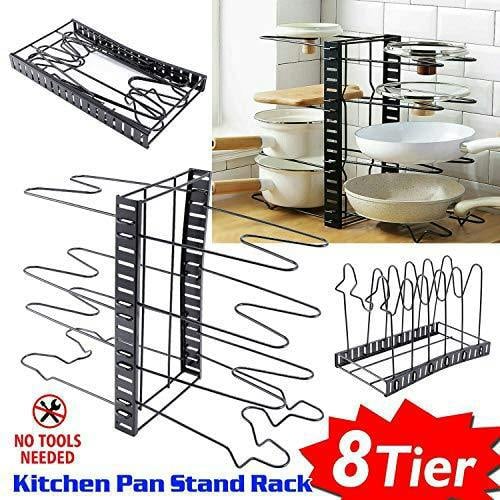 HYGRAD BUILT TO SURVIVE HYGRAD® 8 Tier Organising Rack for Pots & Pans 8 Tier Metal Cupboard & Cabinet Organiser for Cutlery & Pans