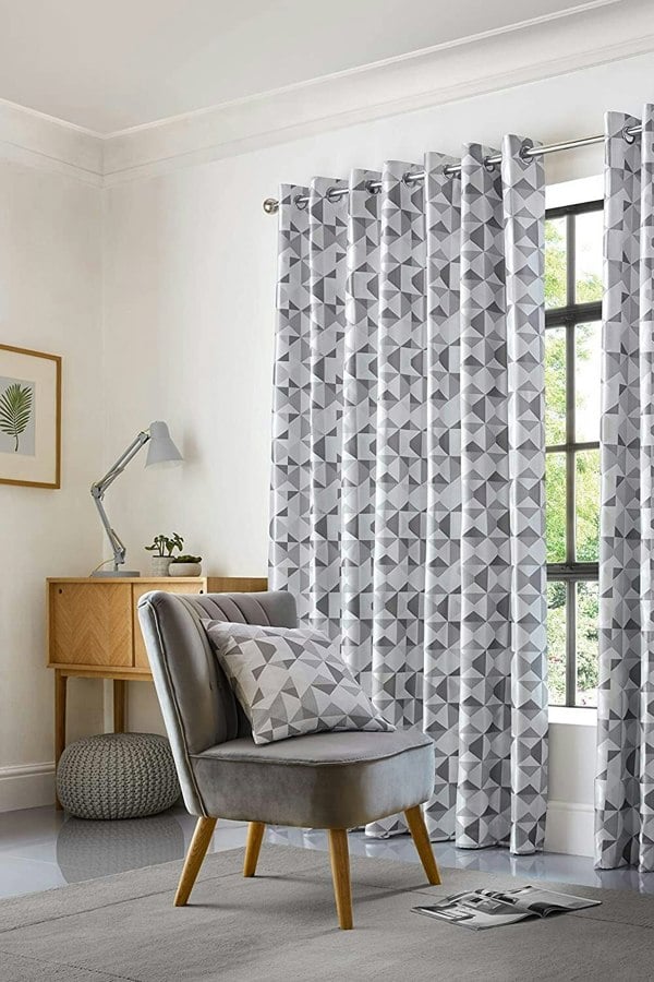 Alan Symonds Skandi Geometric Jacquard Fully Lined Eyelet Curtains