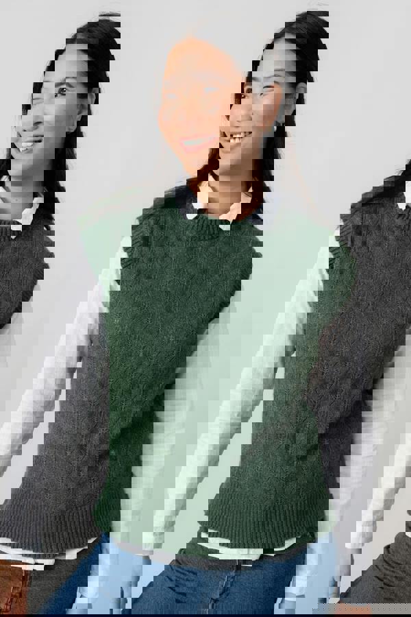 Lily & Me Wallace Pointelle Knit Tank Top Pine Green