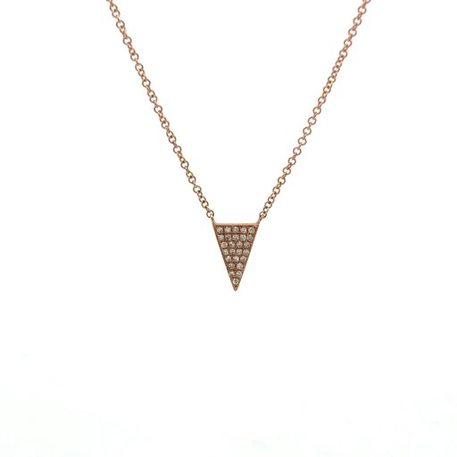 Reeves & Reeves Stunning 14K Solid Gold and Diamond Triangle Design Necklace