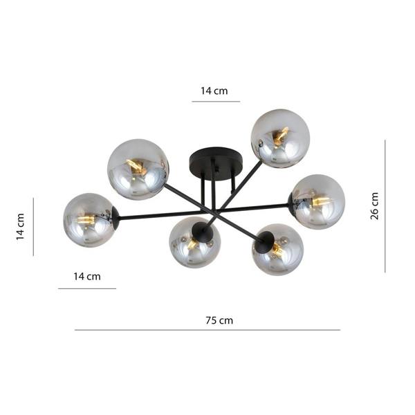 Emibig ROMA Ceiling lamp  6 x E14 Black with Graphite Shade
