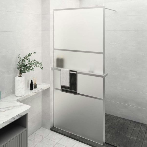 Berkfield Walk-in Shower Wall with Shelf Chrome 100x195 cm ESG Glass&Aluminium
