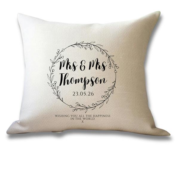 Personalised Wild Flower Wedding Cushion