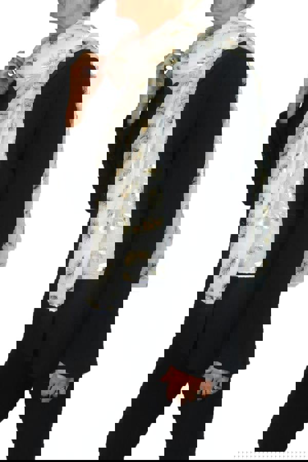 Paulo Due Gold Feather Print Soft Voile Lightweight Oversized Scarf