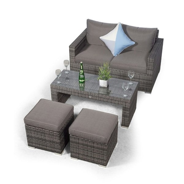 Giardino Sydney Rattan 2 Seater Sofa Set with Coffee Table and 2 Stools