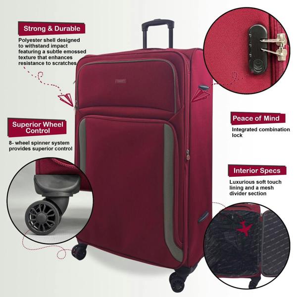 Eagle Luggage Soft Shell Suitcase Luggage Set Travel Light Carry On Cabin Bag