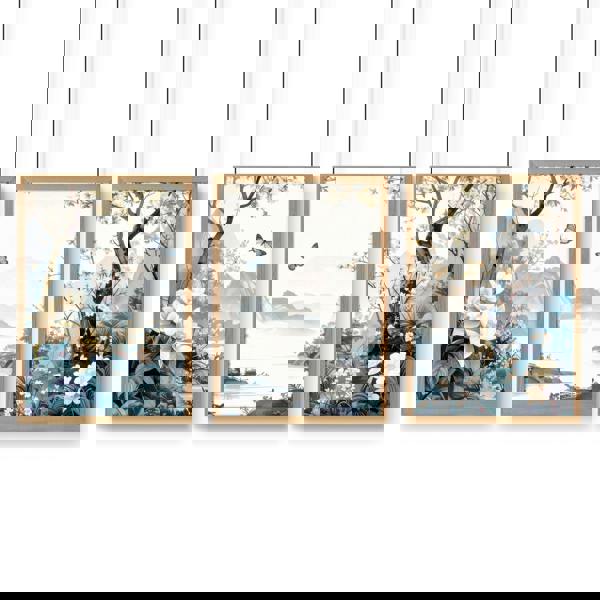 Paintings For Living Room | Set of 3 Chinoiserie Wall art Prints