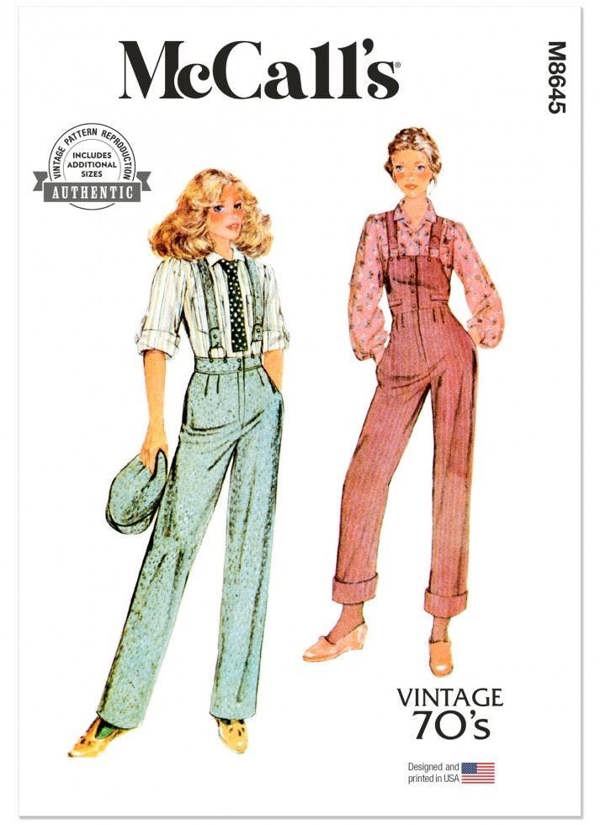 McCalls 8645 Paper Sewing Pattern – Women's Vintage Top, Shirt, Trousers & Jumpsuit, Size 8-16, Intermediate