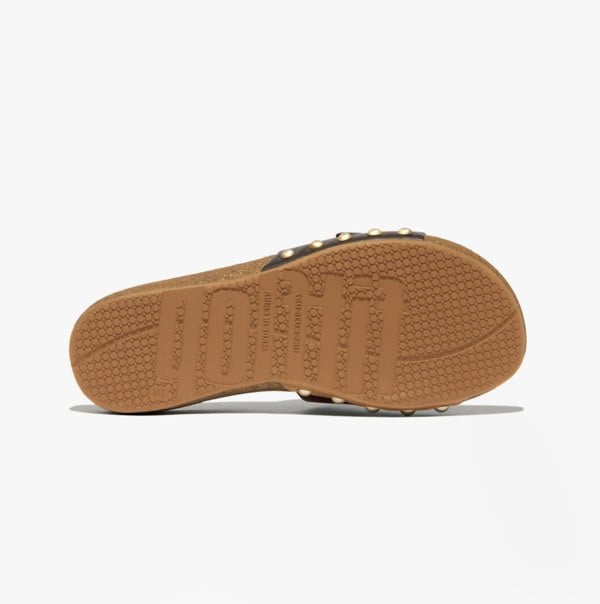 FitFlop iQUSHION ADJUSTABLE BUCKLE LEATHER Womens Slides Chocolate Brown