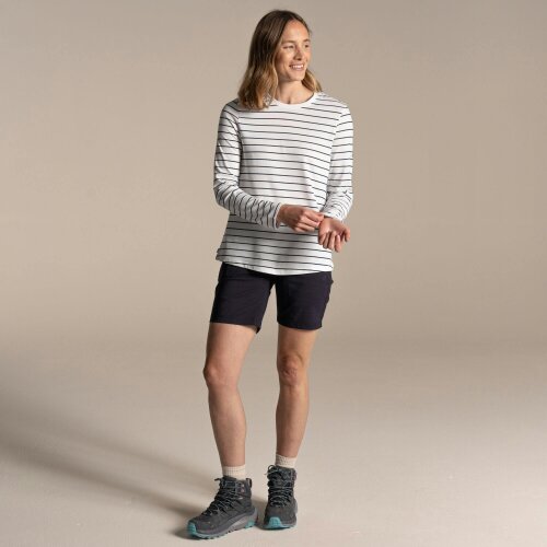 Craghoppers Womens Akona Striped Nosilife Long-Sleeved T-Shirt - Sail White/Blue Navy