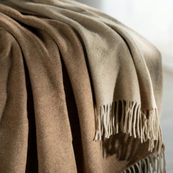 Soak&Sleep Camel-Coloured Wool With Cashmere Throw