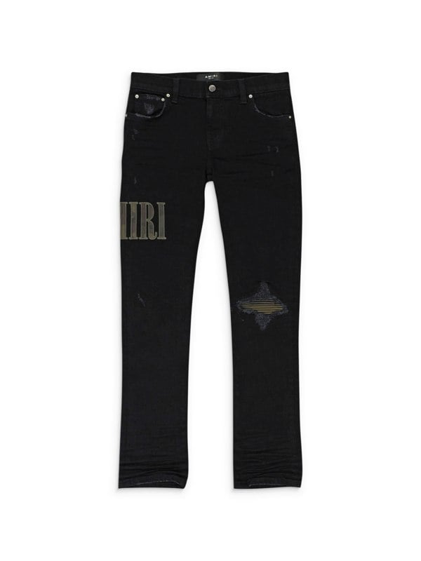 Amiri Kids Camo Applique Denim Jeans - Black