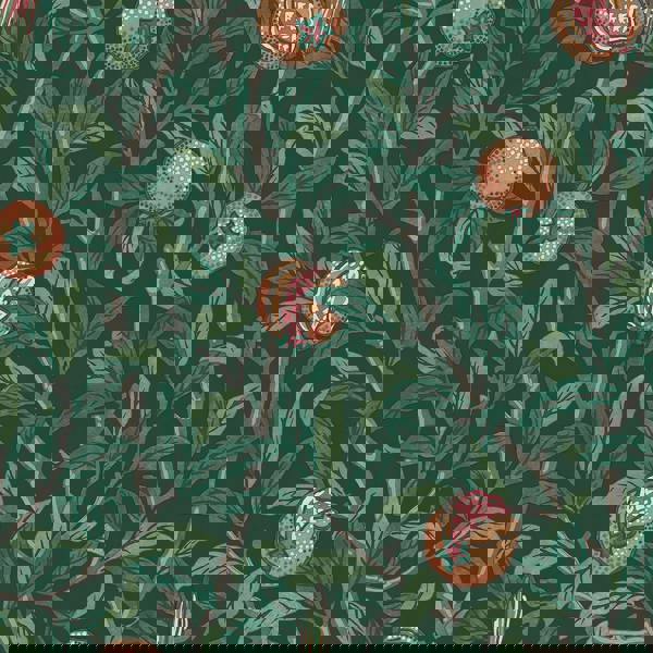William Morris At Home Bird & Pomegranate Wallpaper | Deep Green