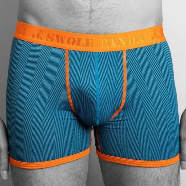 SWOLE PANDA Bamboo Boxers - Blue Herringbone