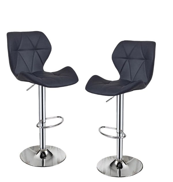 Modcraft Set of 2 Adjustable Swivel Bar Stools with Backrest Gas Lift Kitchen Breakfast Chairs
