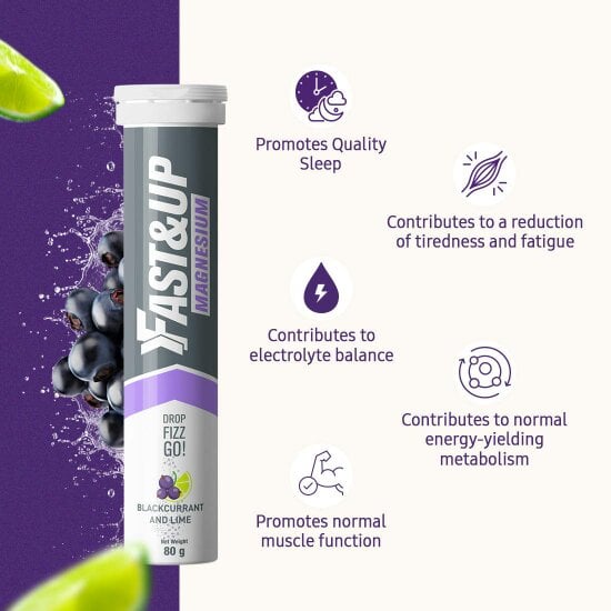 Magnesium 300mg  – Magnesium Supplement  For Muscle Health | Blackcurrant & Lime, Pack of 4